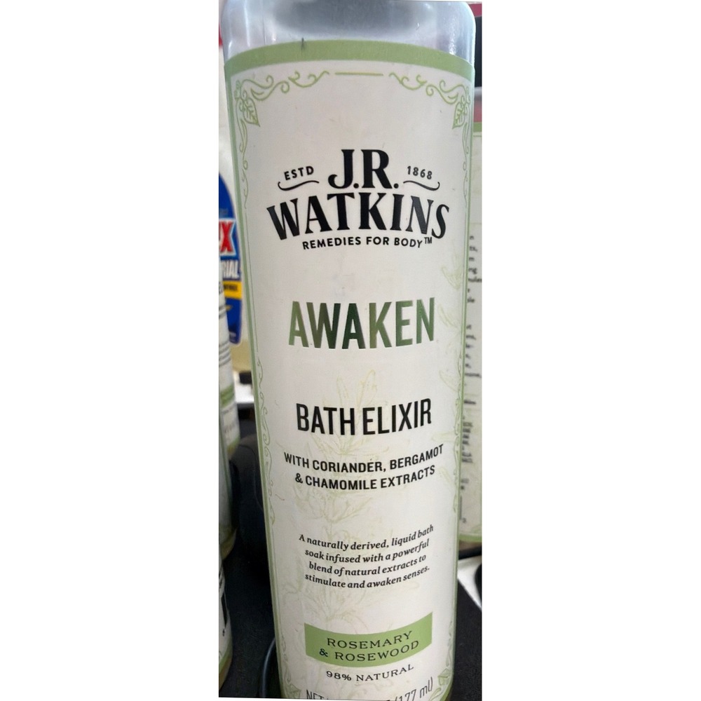 JR Watkins Awaken Rosemary Rosewood 5 Bath Elixirs & 1 Shower Mist 7pc Set